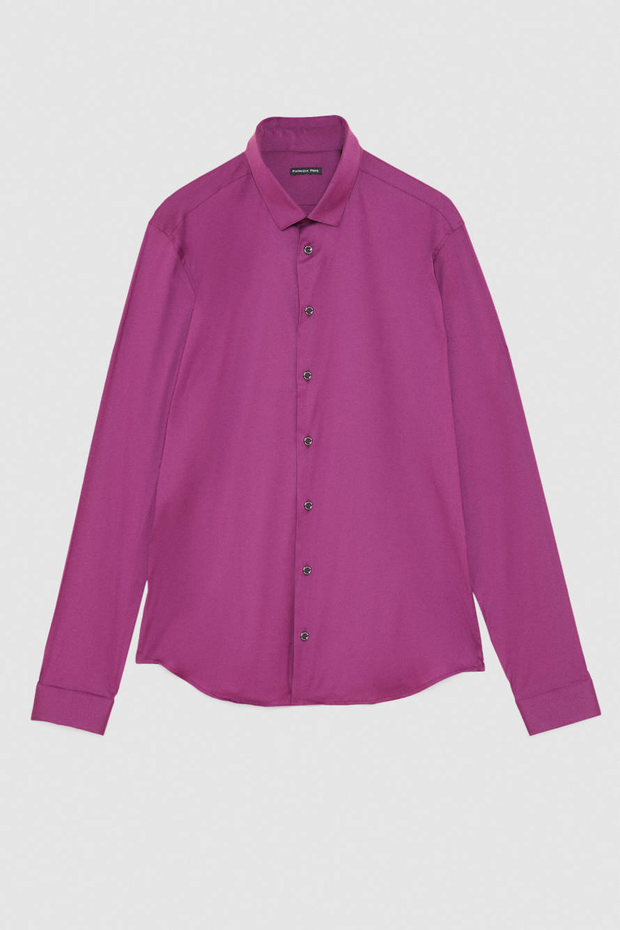 Chemise regular popeline de coton, Violet, Patrizia Pepe