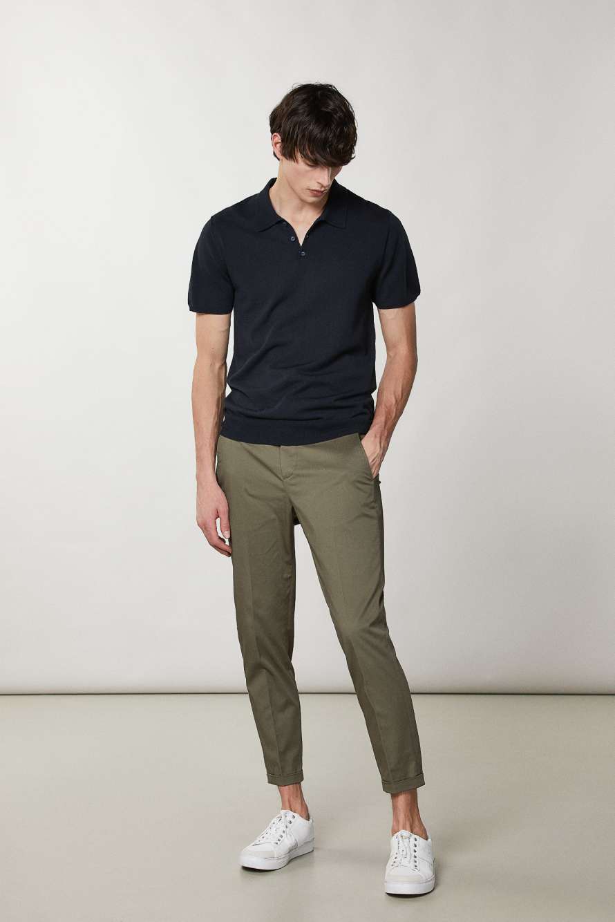 Slim-fit ankle-grazer pants, Green, Patrizia Pepe