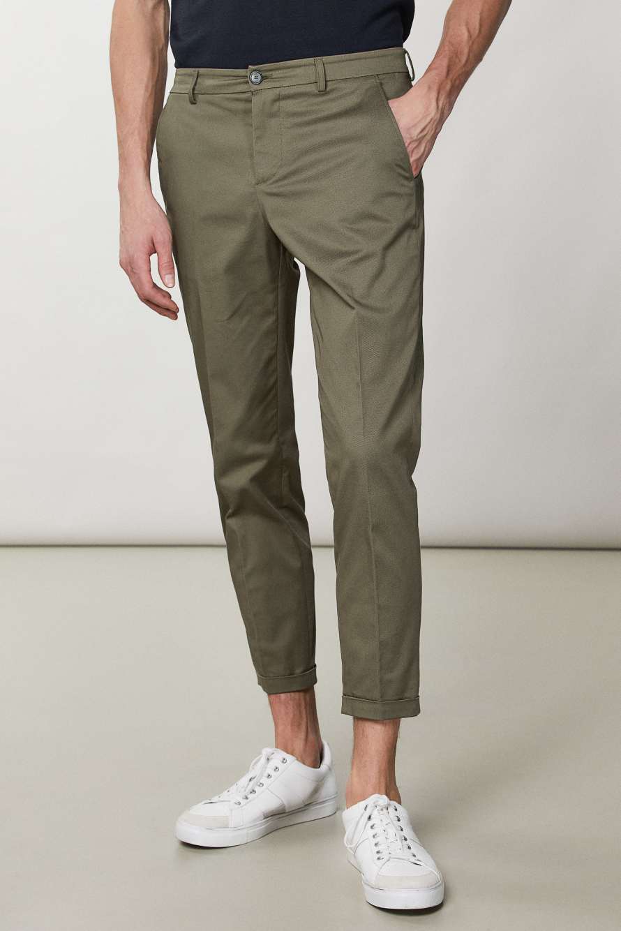 Slim-fit ankle-grazer pants, Green, Patrizia Pepe