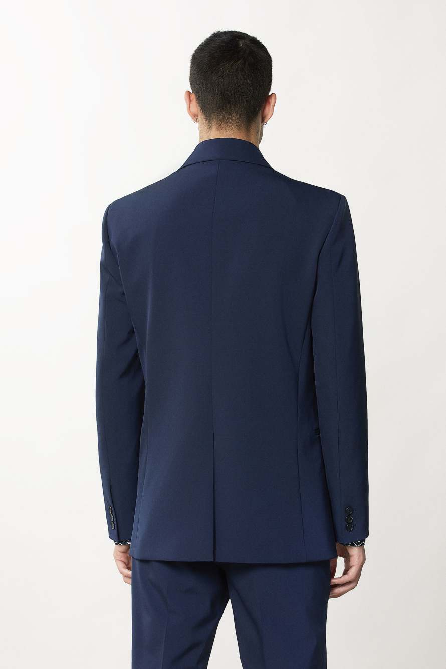 Double-breasted gabardine jacket, Blue, Patrizia Pepe