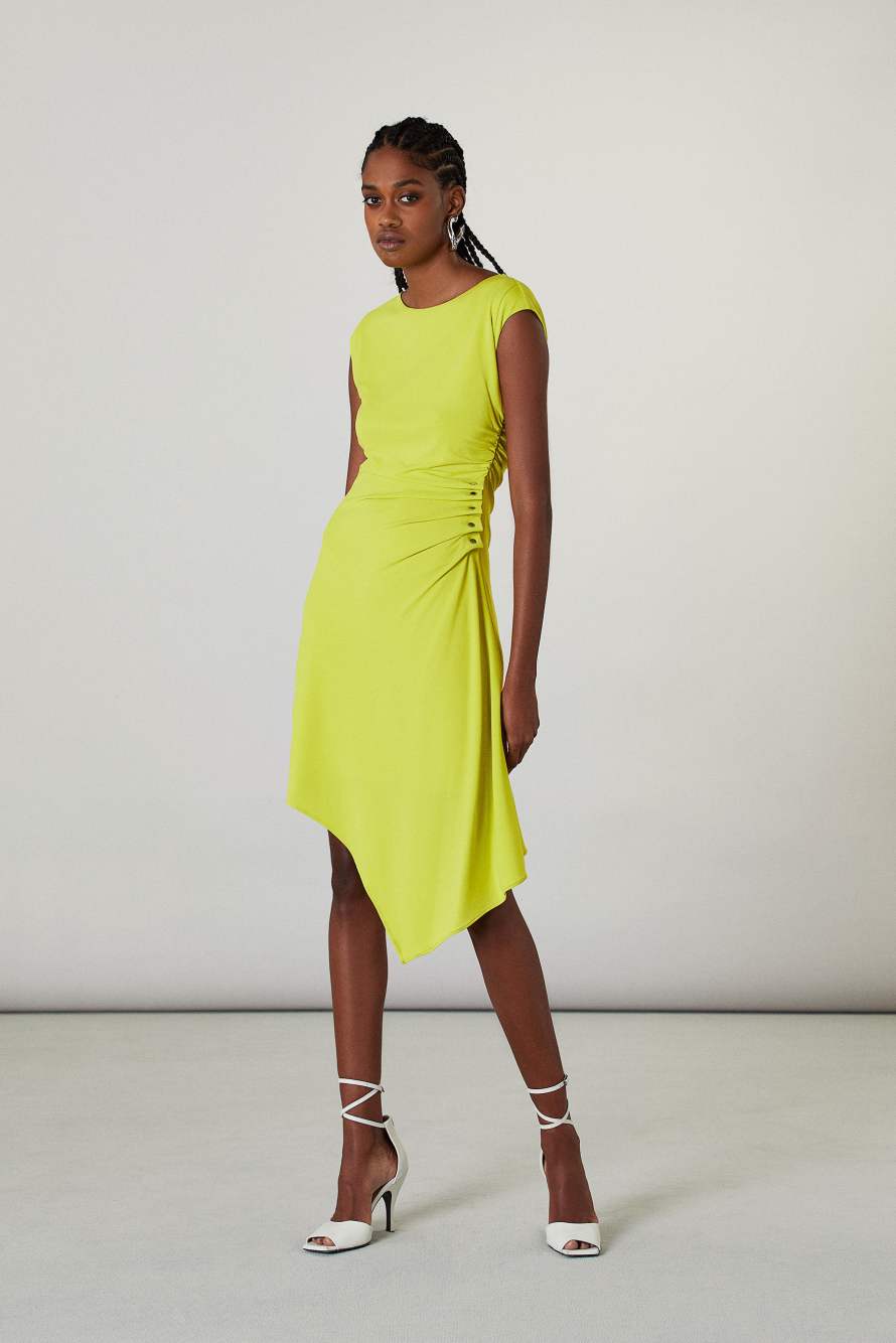 Vestito drappeggiato in jersey, Verde, Patrizia Pepe