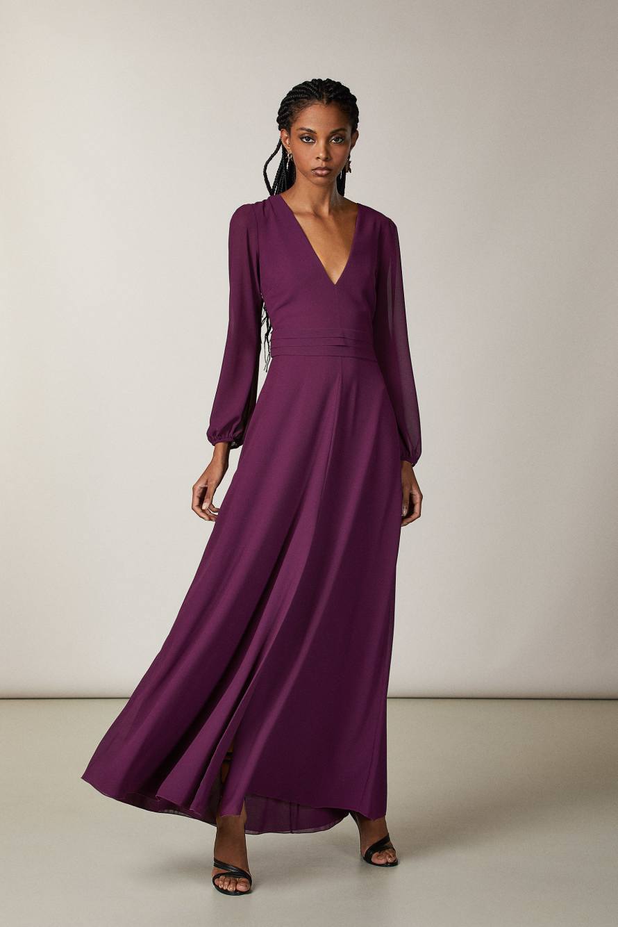 Long V-neck dress, Purple, Patrizia Pepe