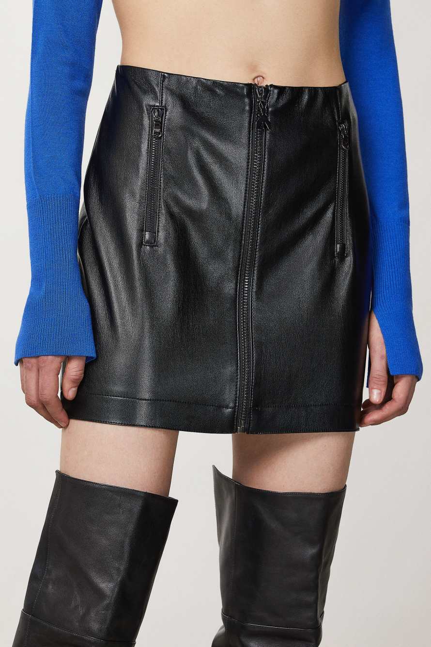 Minigonna con zip, Nero, Patrizia Pepe