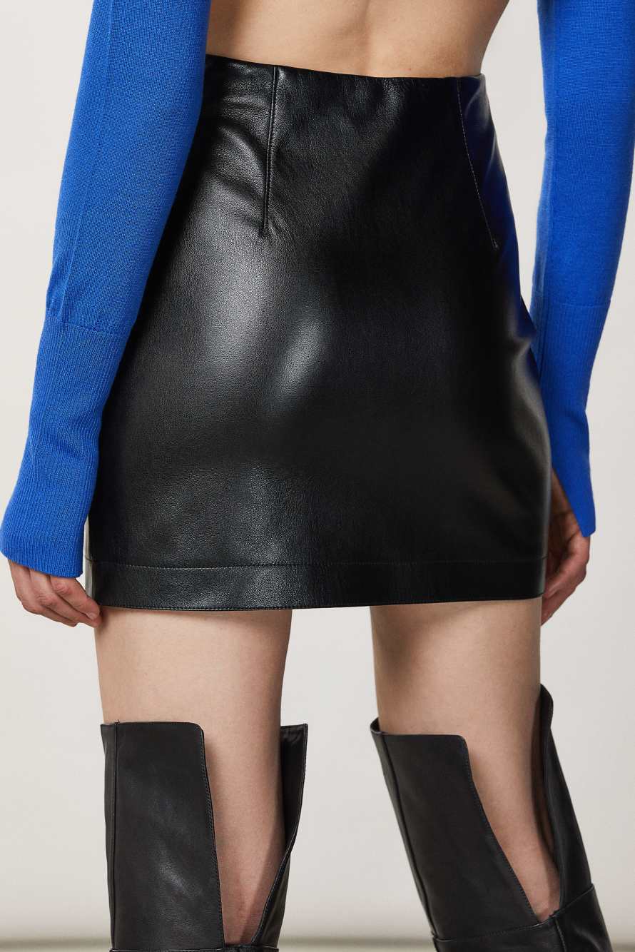 Minigonna con zip, Nero, Patrizia Pepe