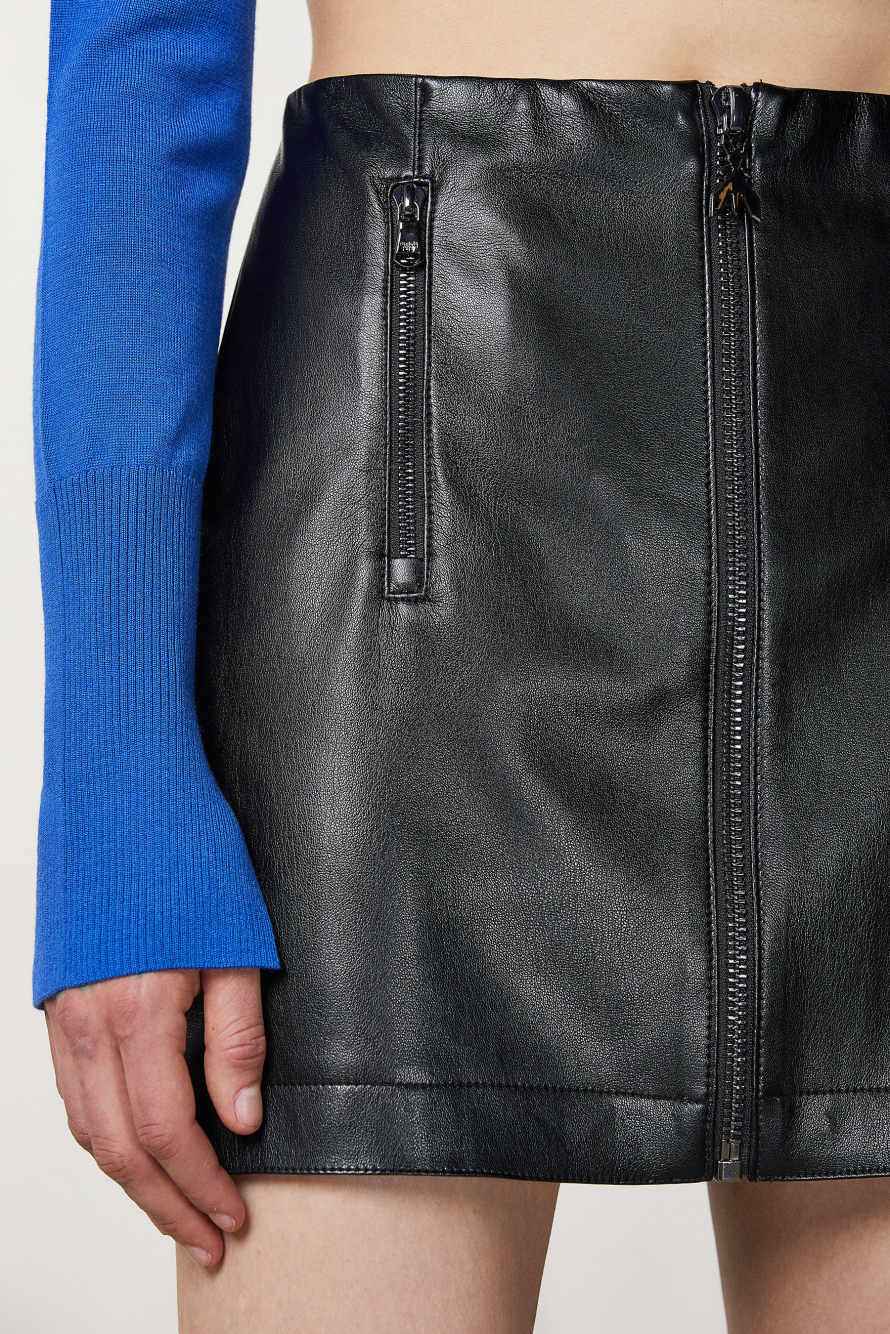 Minigonna con zip, Nero, Patrizia Pepe