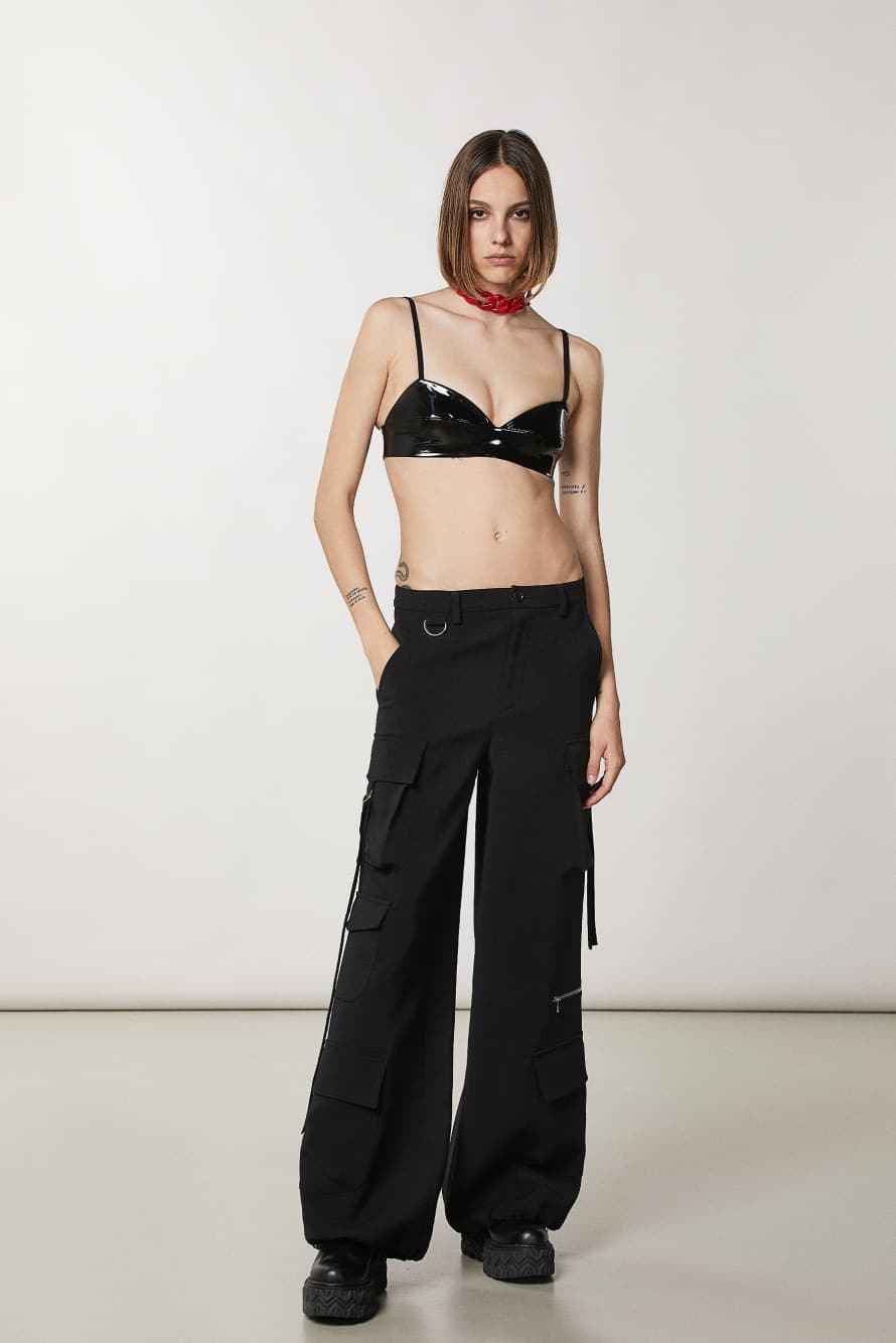 Vinyl Bra, Black, Patrizia Pepe