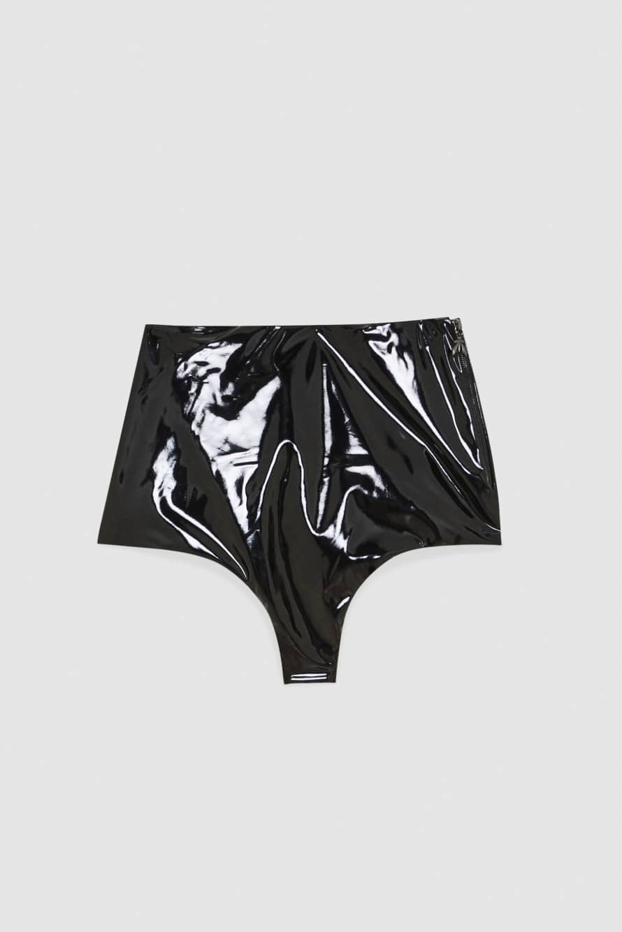 Vinyl culotte shorts, Black, Patrizia Pepe