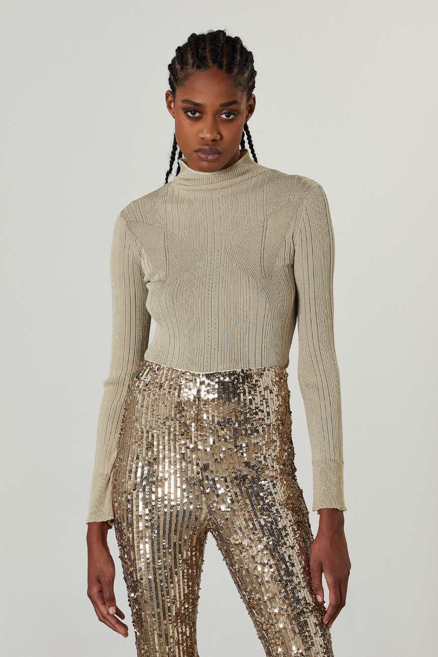 Maglia in lurex leggera "ESSENTIAL", Oro, Patrizia Pepe