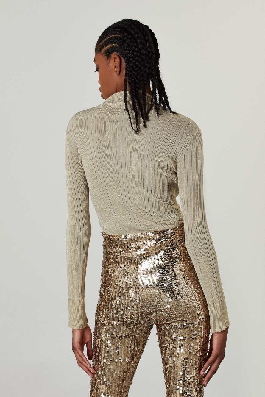 Maglia in lurex leggera "ESSENTIAL", Oro, Patrizia Pepe