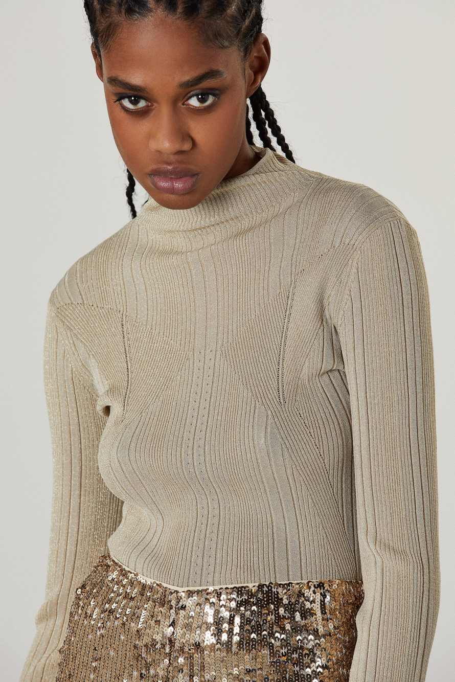 Maglia in lurex leggera "ESSENTIAL", Oro, Patrizia Pepe