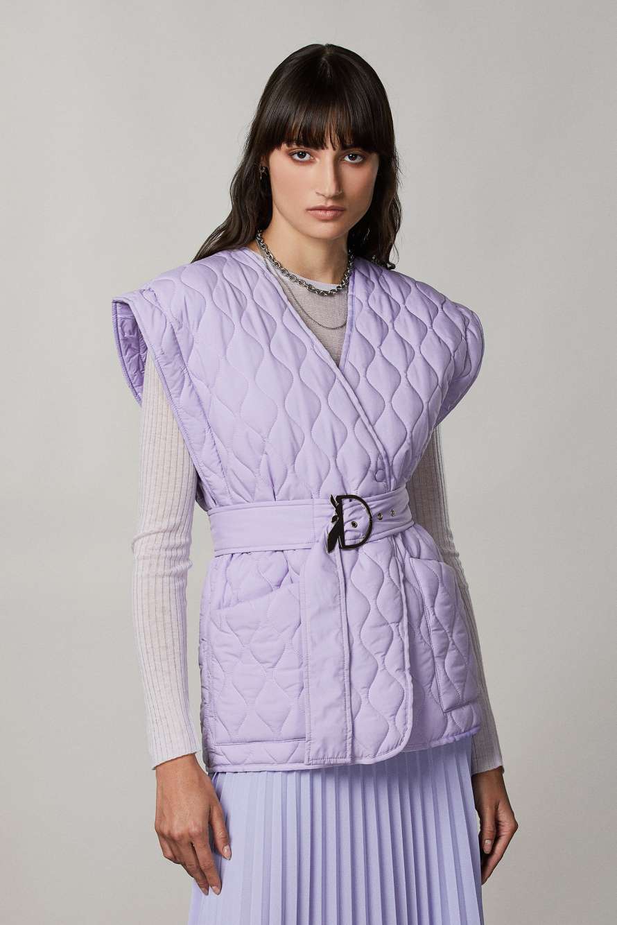 Quilted sleeveless gilet, Purple, Patrizia Pepe
