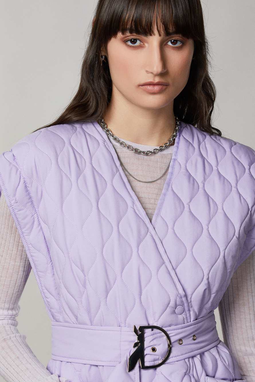 Quilted sleeveless gilet, Purple, Patrizia Pepe