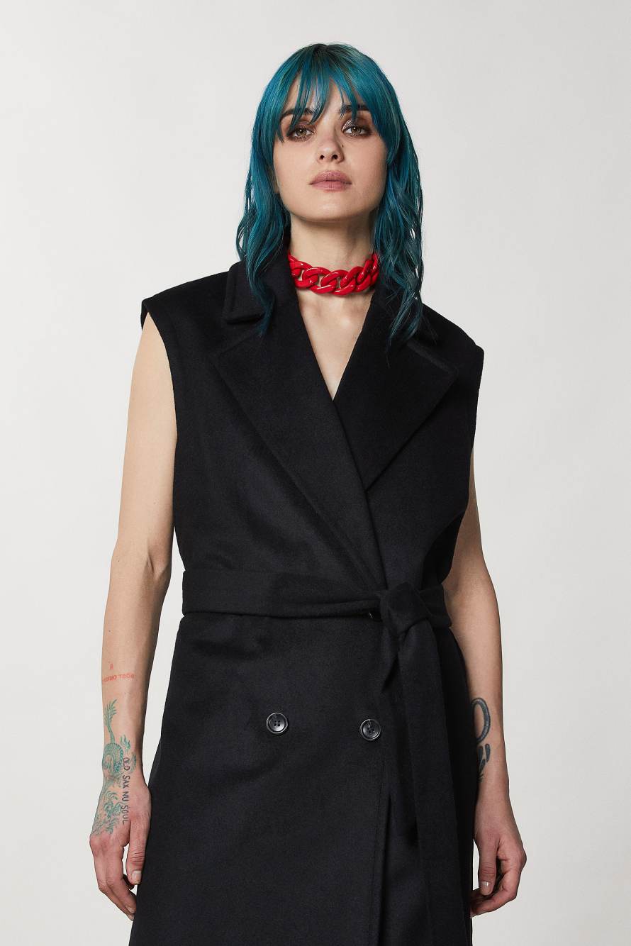 Zweireihige Weste, Schwarz, Patrizia Pepe
