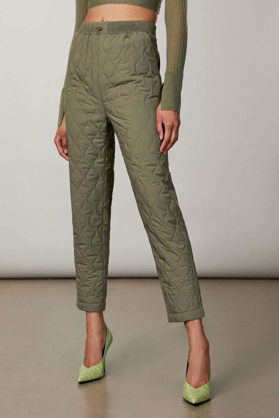 Quilted ankle-grazer pants, Green, Patrizia Pepe