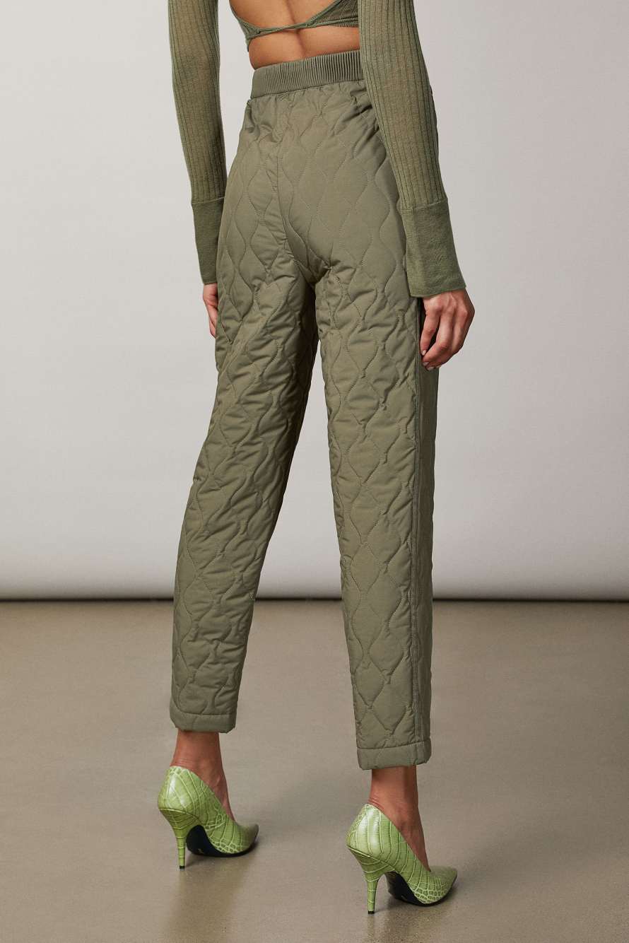 Quilted ankle-grazer pants, Green, Patrizia Pepe