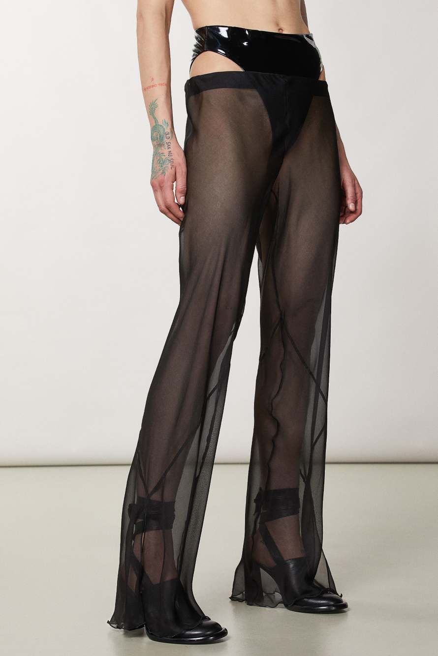 Transparent silk pants, Black, Patrizia Pepe