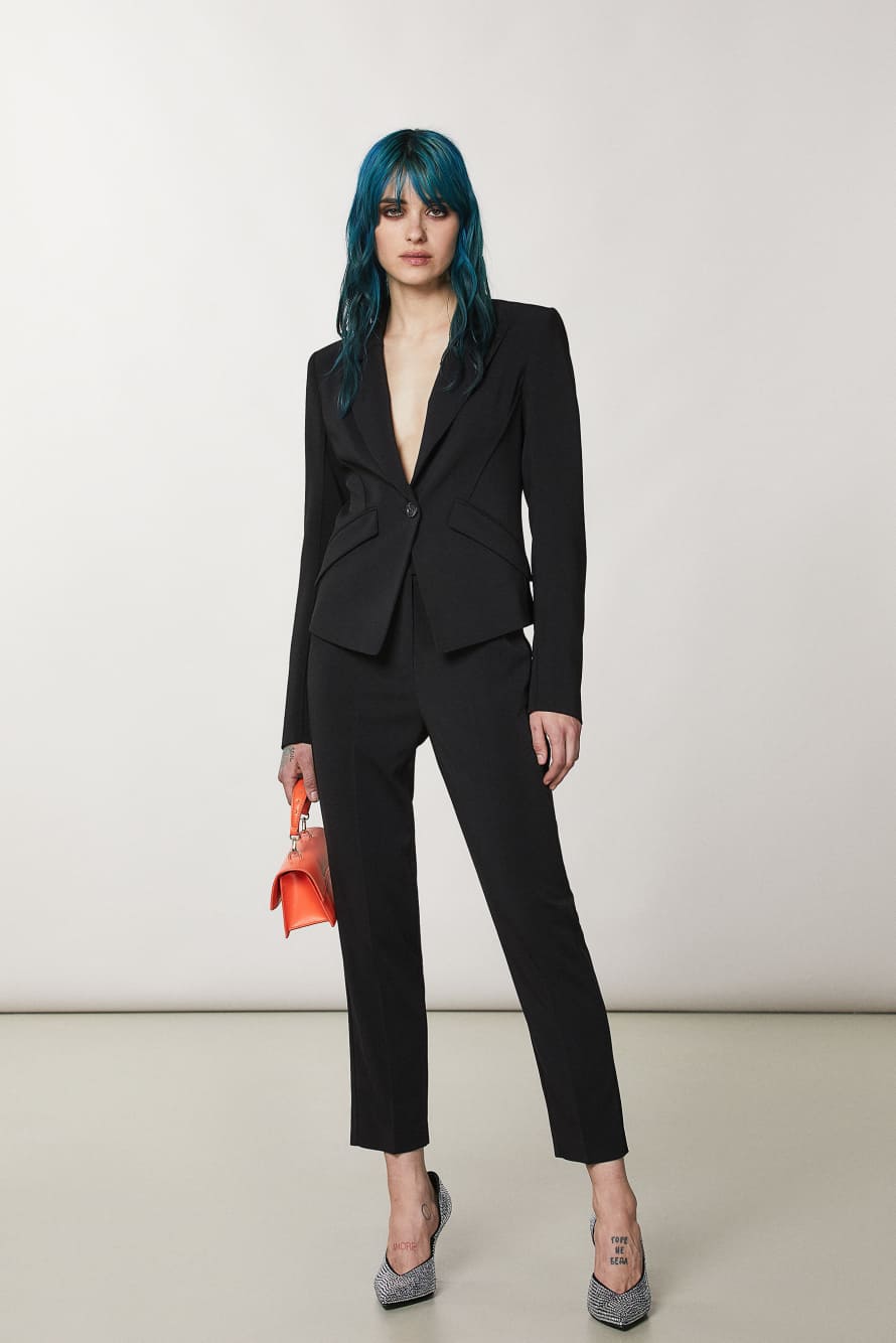 Marynarka ESSENTIAL z krepy, Czarny, Patrizia Pepe