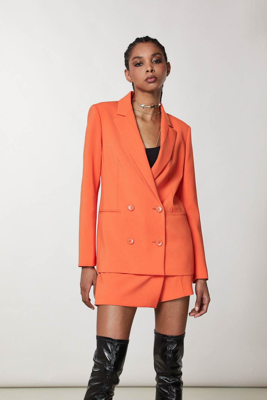 Zweireihiger Blazer ESSENTIAL, Orange, Patrizia Pepe