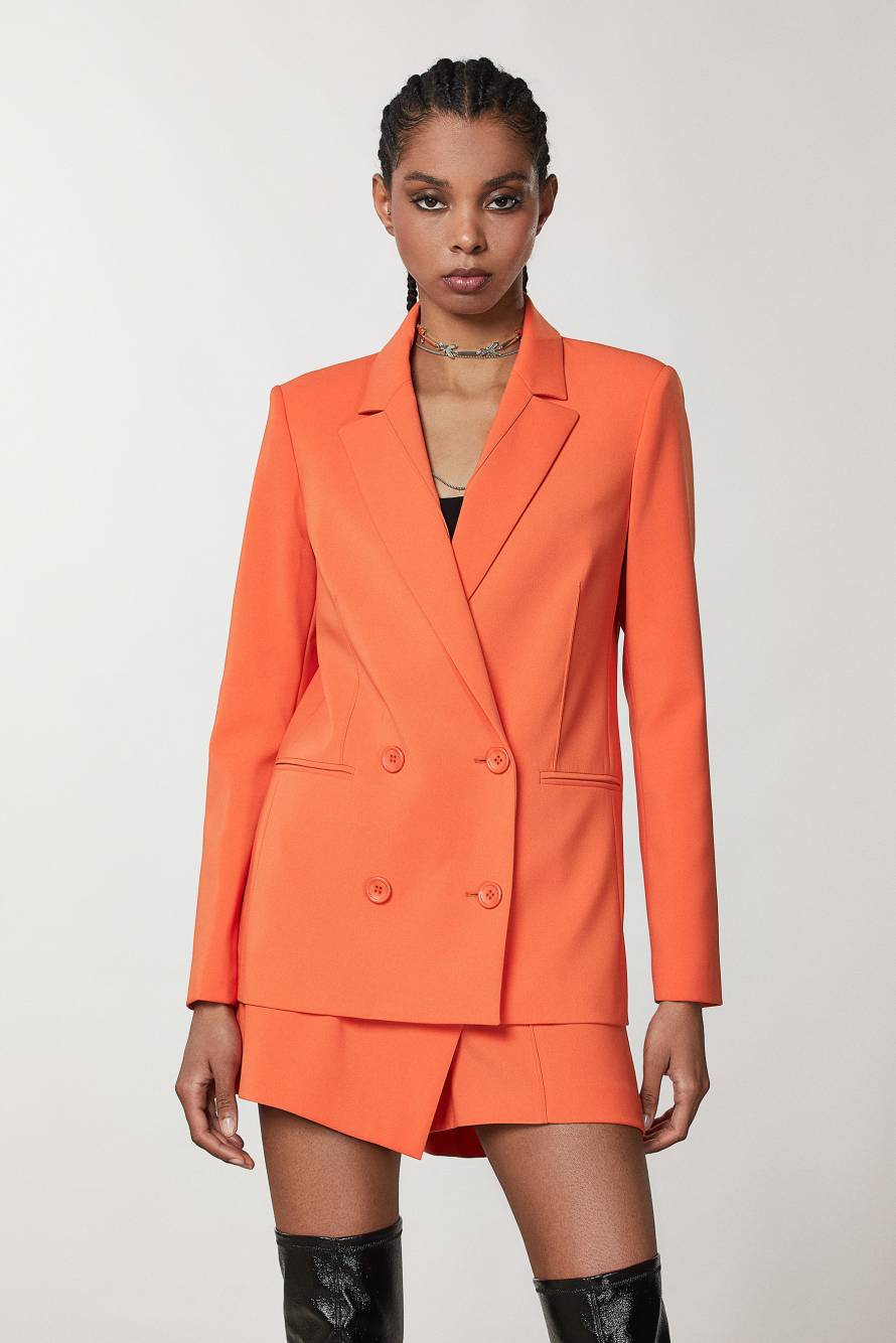 Zweireihiger Blazer ESSENTIAL, Orange, Patrizia Pepe