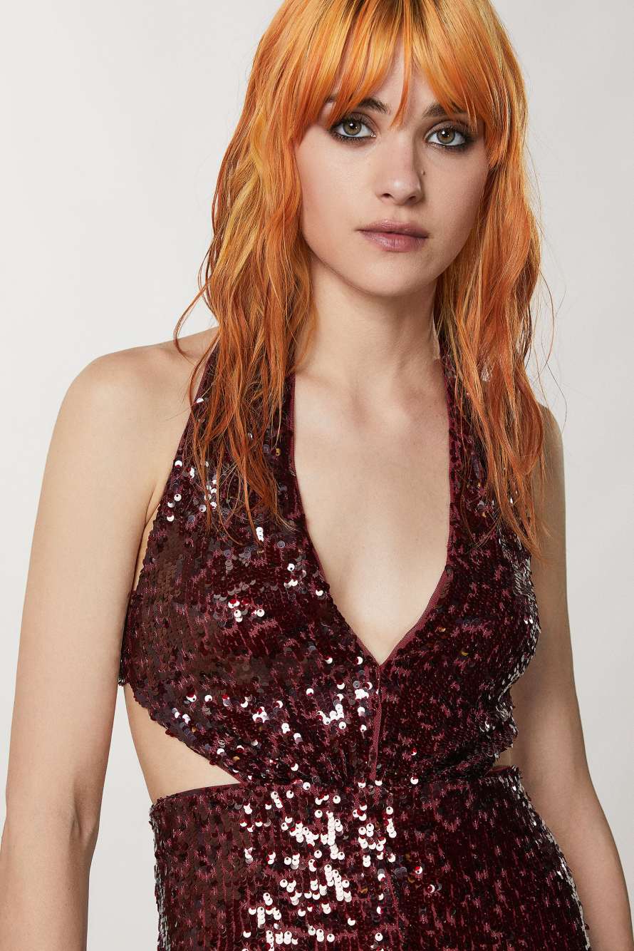 Sequin tulle jumpsuit, Red, Patrizia Pepe