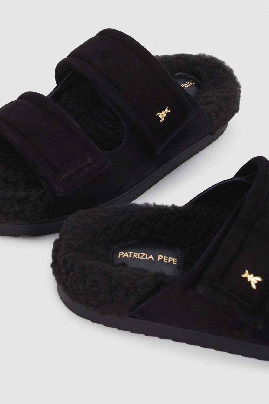 Ciabatte slippers flat, Nero, Patrizia Pepe