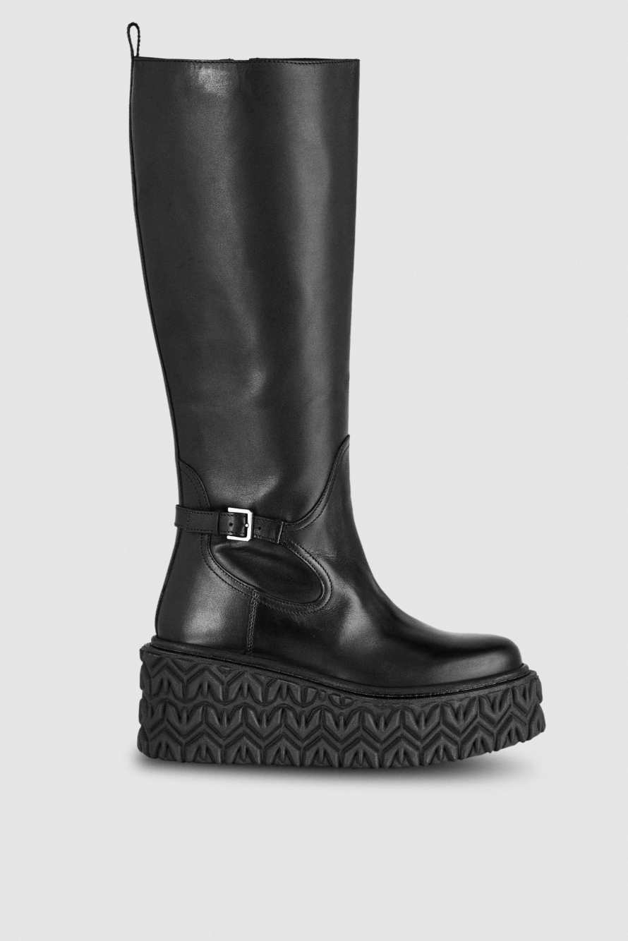 Leather biker boots, Black, Patrizia Pepe