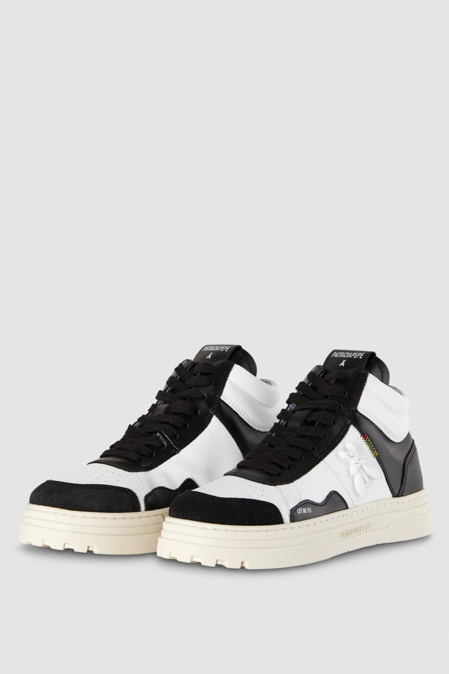 Leather high-top sneakers, Black, Patrizia Pepe