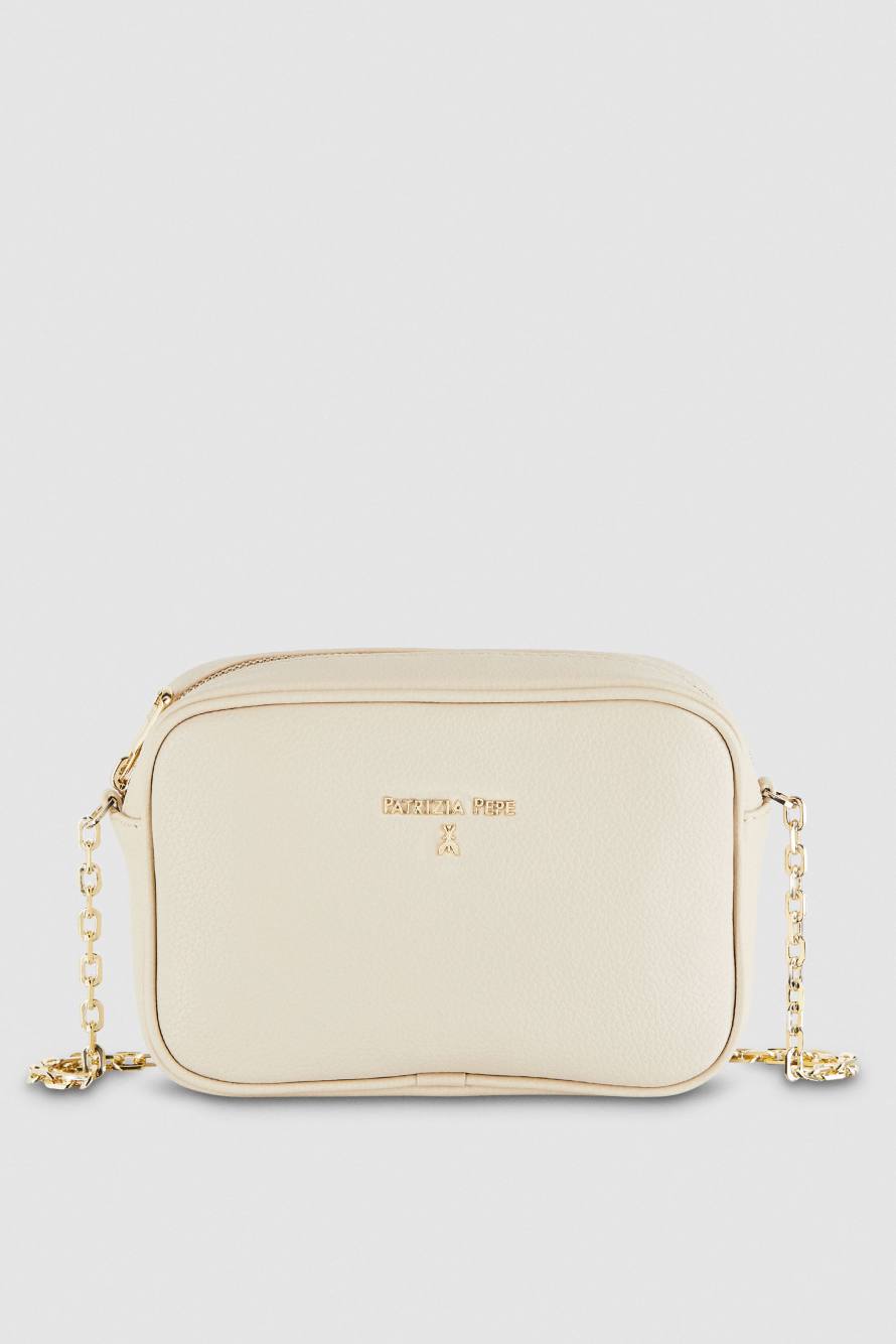 Borsa con tracolla in pelle, Beige, Patrizia Pepe