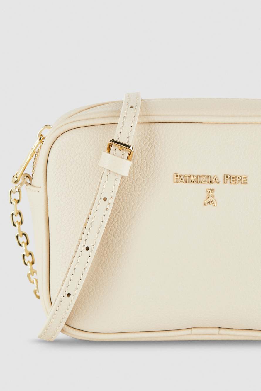 Borsa con tracolla in pelle, Beige, Patrizia Pepe