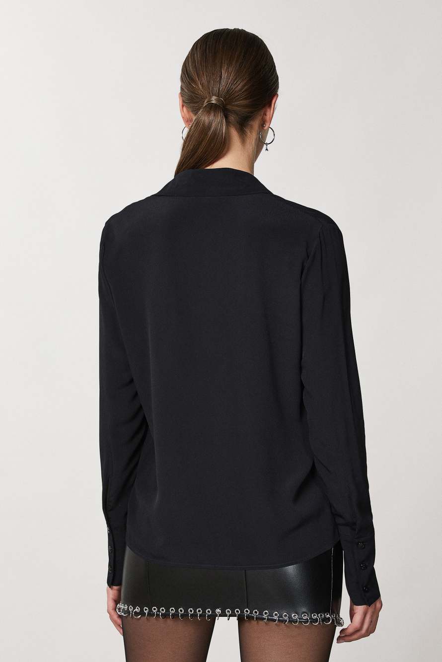 Camicia ESSENTIAL in cr&ecirc;pe, Nero, Patrizia Pepe
