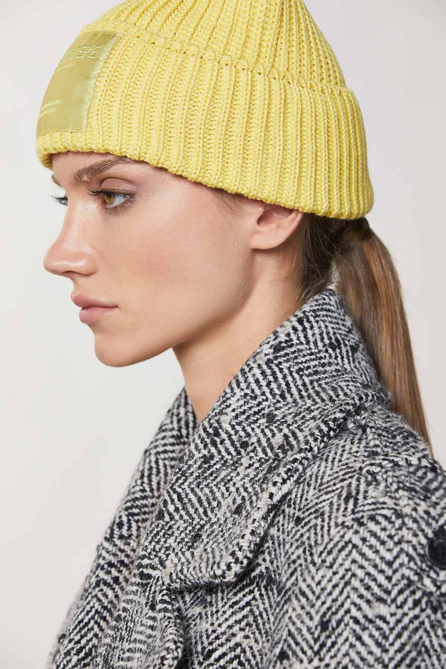 Bonnet en tissu c&ocirc;tel&eacute;, Jaune, Patrizia Pepe