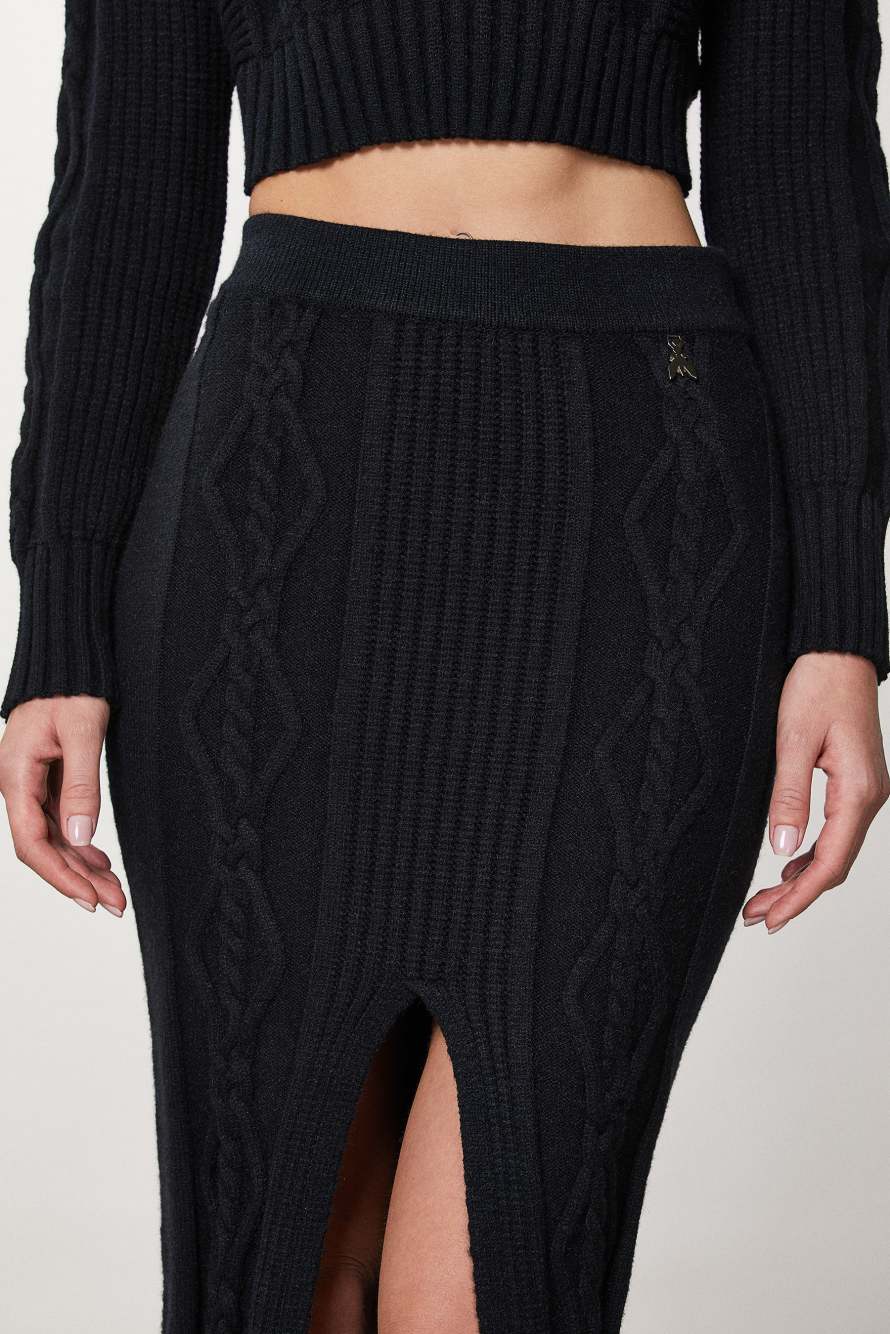 Jupe avec fente, Noir, Patrizia Pepe