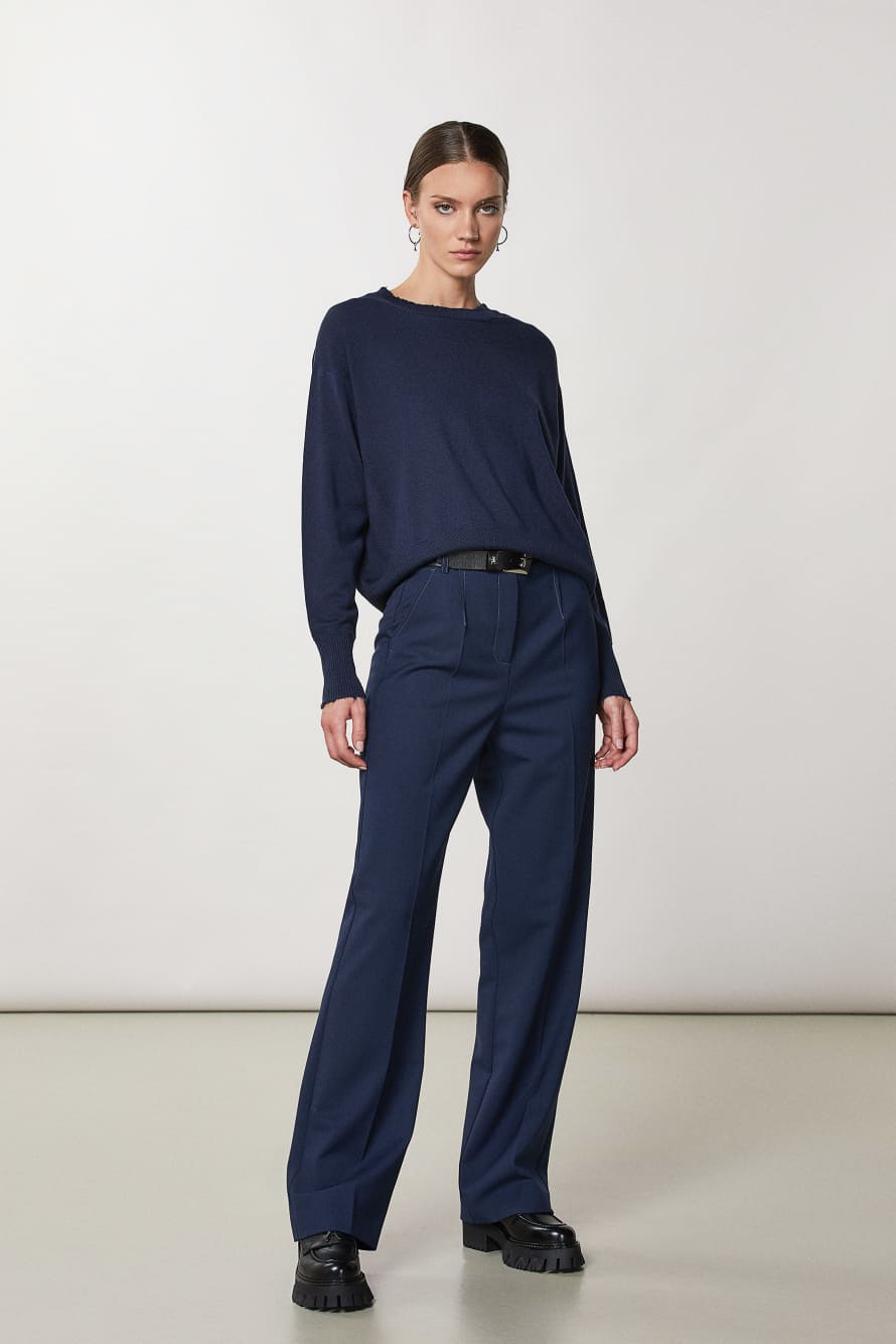 Wool sweater with rips, Blue, Patrizia Pepe