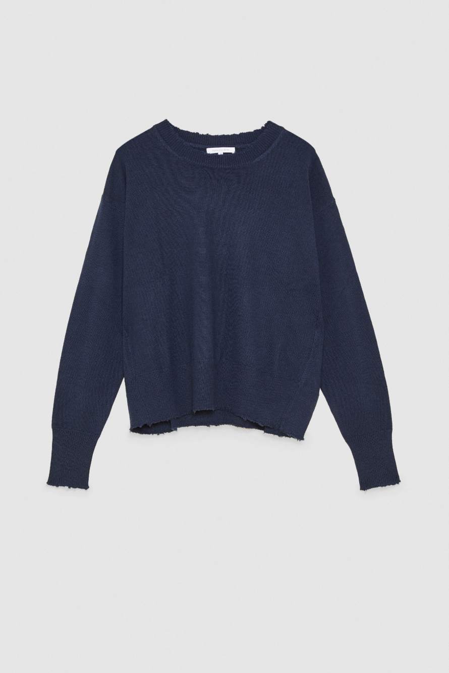 Wool sweater with rips, Blue, Patrizia Pepe