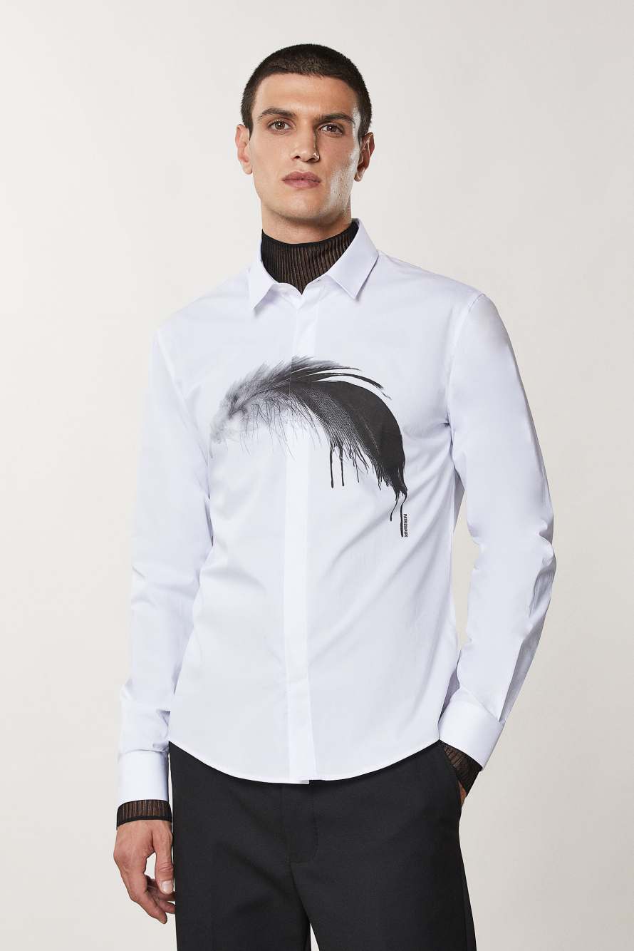 Baumwollhemd mit Print, Wei&szlig;, Patrizia Pepe