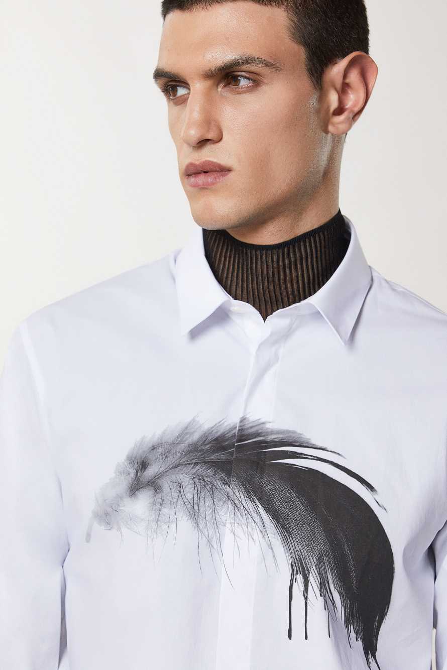 Baumwollhemd mit Print, Wei&szlig;, Patrizia Pepe