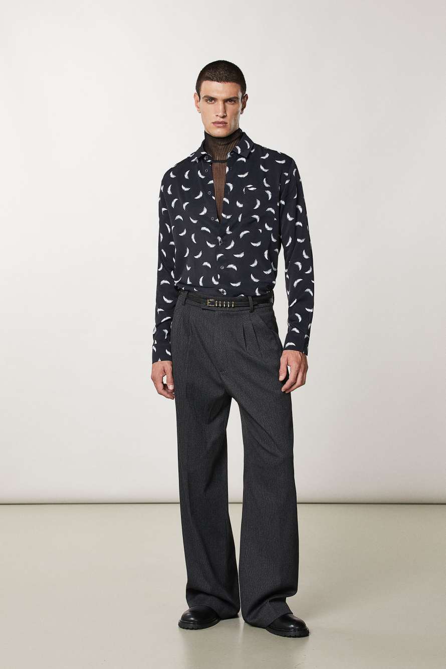 Patterned shirt with breast pocket, Black, Patrizia Pepe