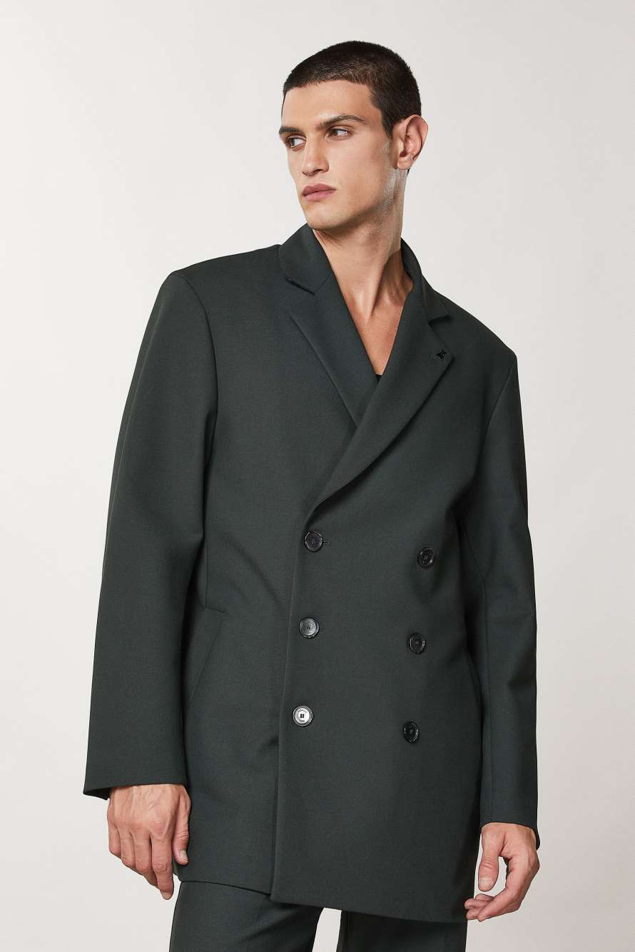 Lined double-breasted coat, Green, Patrizia Pepe