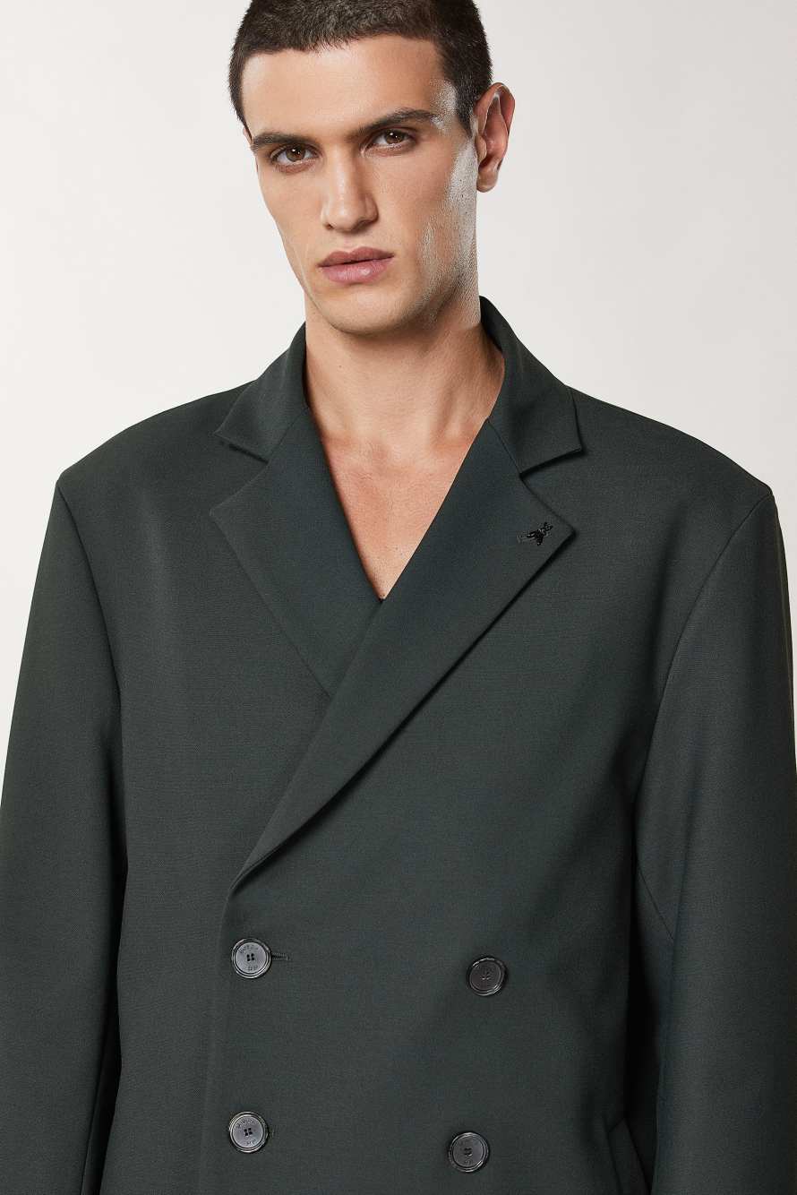 Lined double-breasted coat, Green, Patrizia Pepe