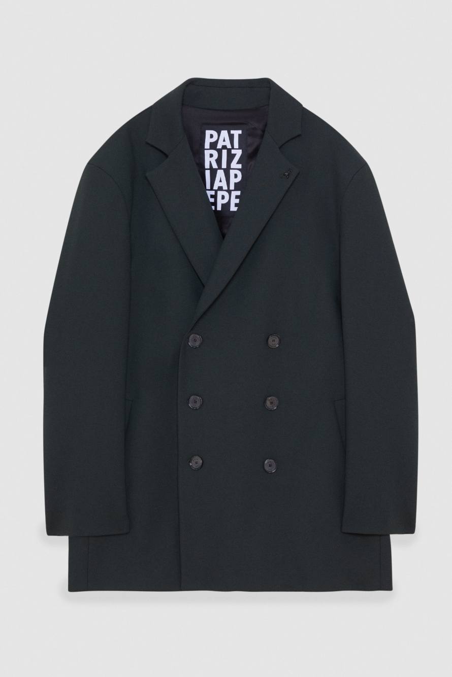 Lined double-breasted coat, Green, Patrizia Pepe