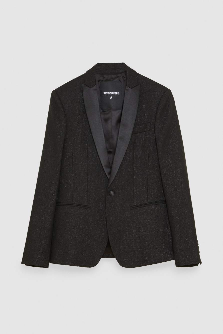 Slim fit tuxedo jacket, Black, Patrizia Pepe
