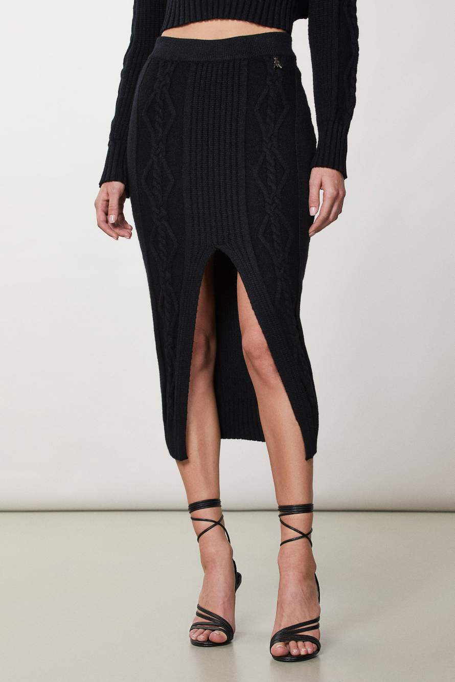 Jupe avec fente, Noir, Patrizia Pepe