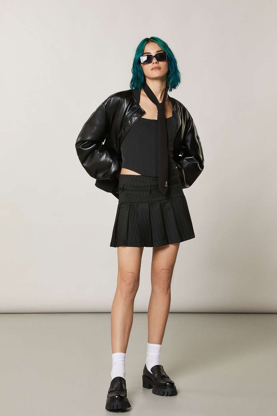 Minirock mit Falten, Streifen, Patrizia Pepe