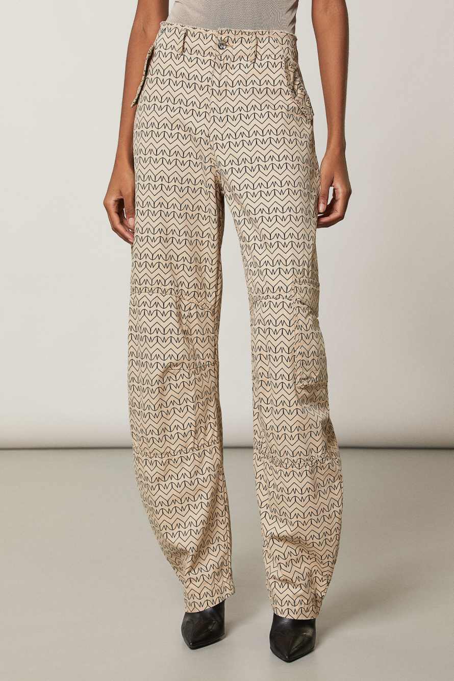 Monogram print cargo pants, Beige, Patrizia Pepe