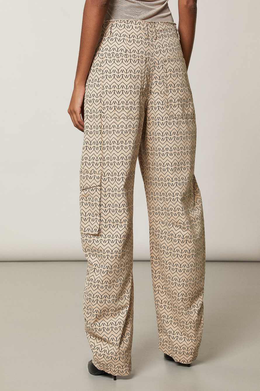 Monogram print cargo pants, Beige, Patrizia Pepe