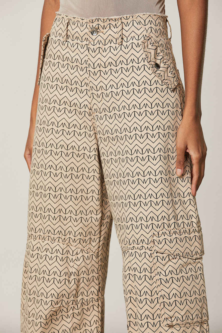 Monogram print cargo pants, Beige, Patrizia Pepe