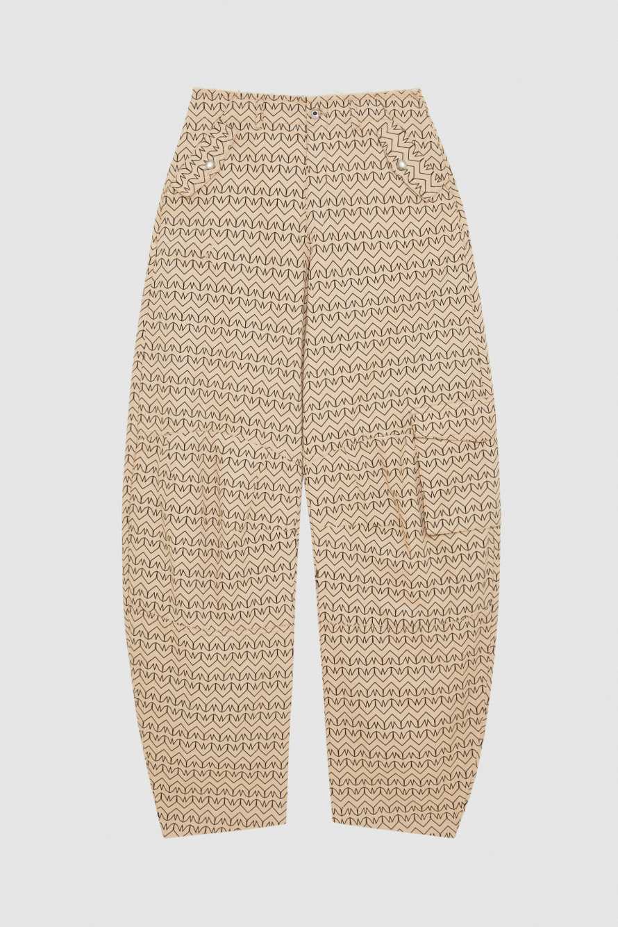 Monogram print cargo pants, Beige, Patrizia Pepe
