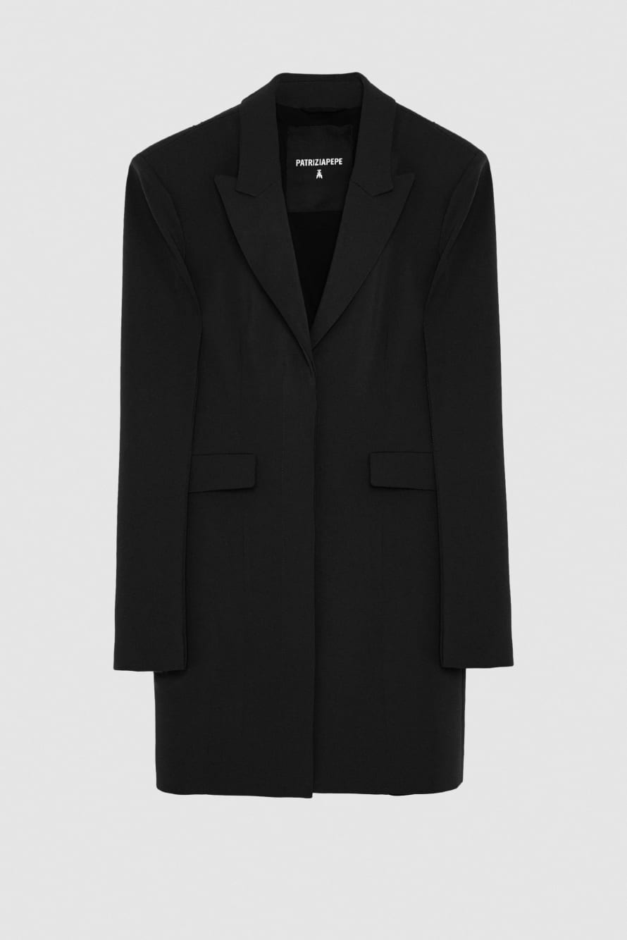 Sukienka o kroju marynarki ESSENTIAL z krepy, Czarny, Patrizia Pepe