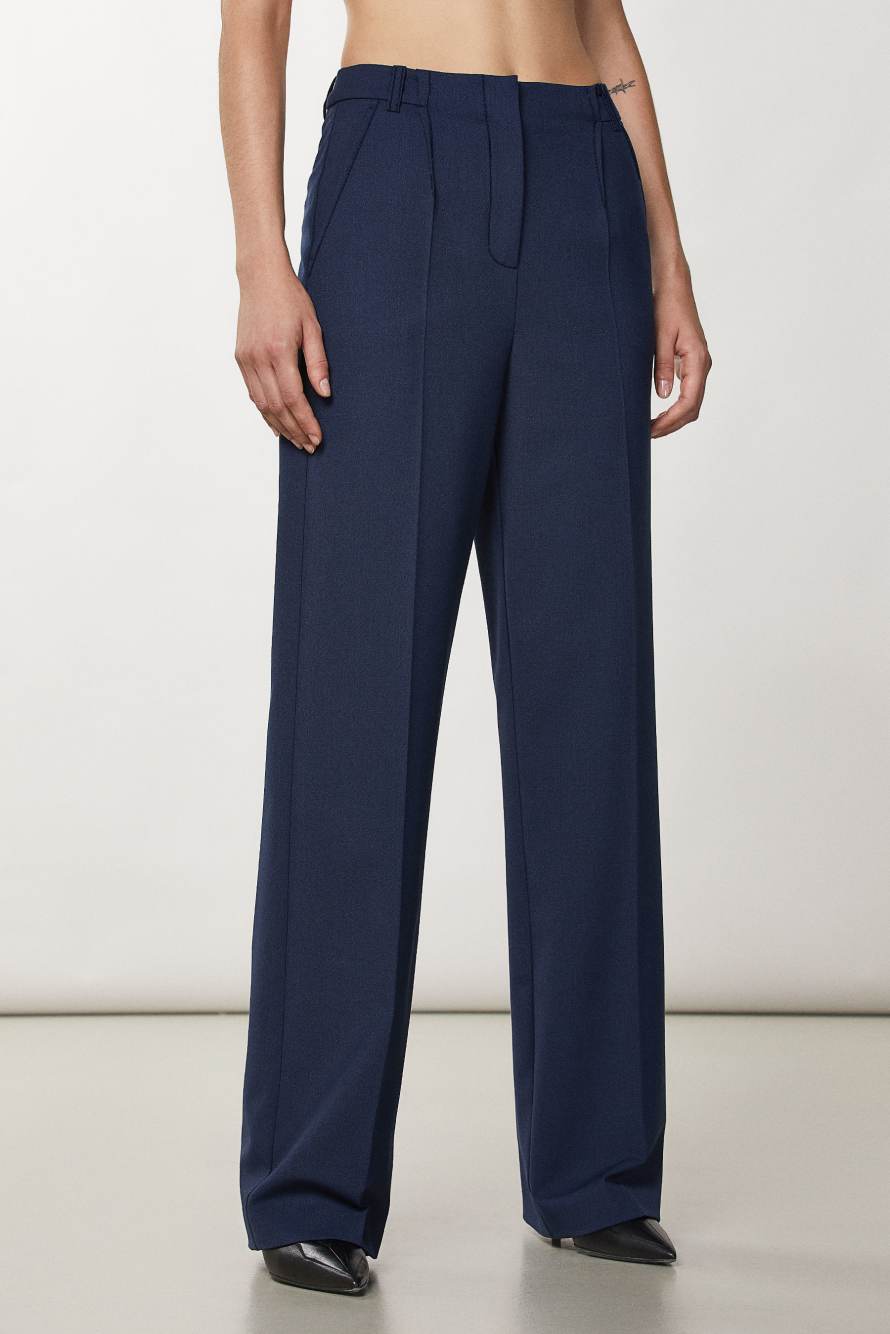 Essential palazzo-fit pants, Blue, Patrizia Pepe