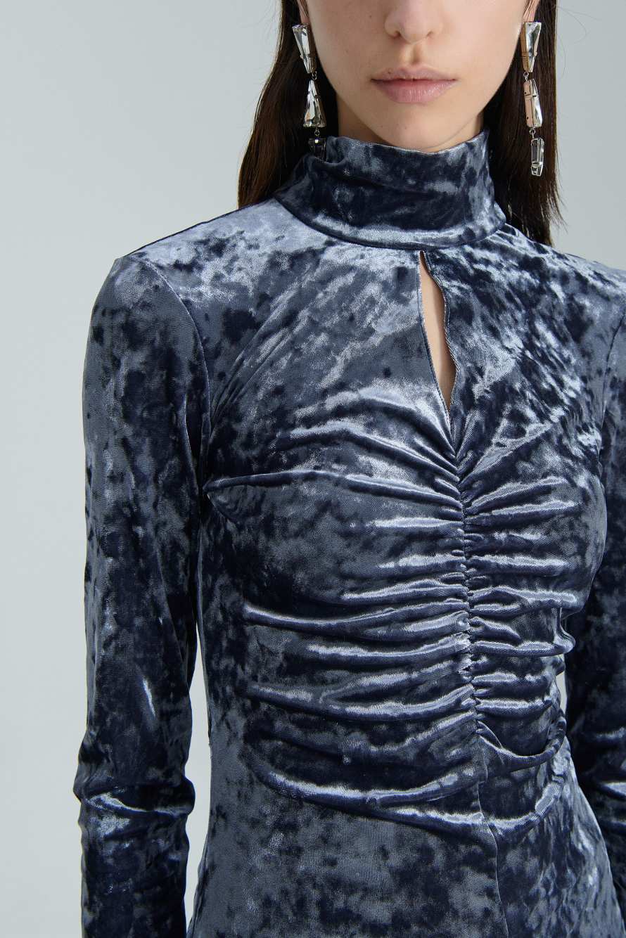 Abito ESSENTIAL in velluto, Blu, Patrizia Pepe